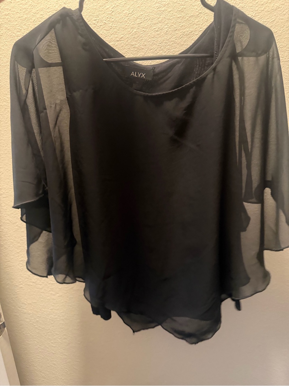 ALYX Black Sheer Layered Flutter Sleeve Blouse